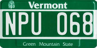 VT license plate NPU068