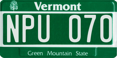 VT license plate NPU070