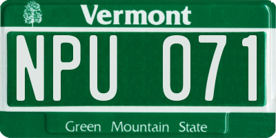 VT license plate NPU071