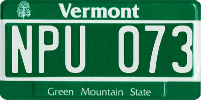 VT license plate NPU073