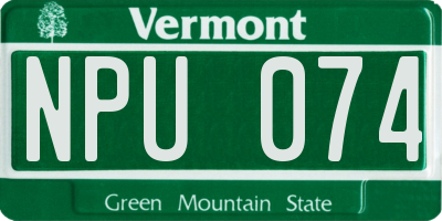 VT license plate NPU074