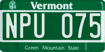 VT license plate NPU075