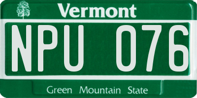 VT license plate NPU076