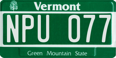 VT license plate NPU077