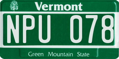 VT license plate NPU078