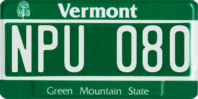 VT license plate NPU080