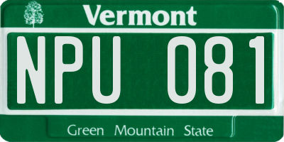 VT license plate NPU081