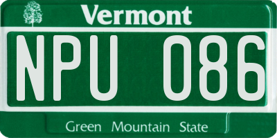 VT license plate NPU086