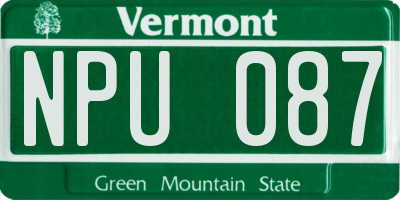 VT license plate NPU087