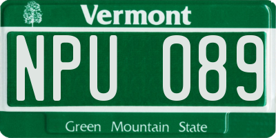 VT license plate NPU089