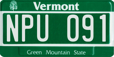 VT license plate NPU091
