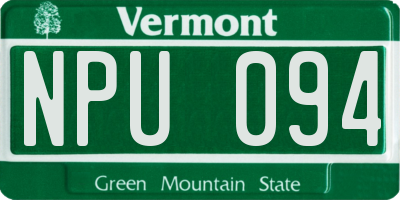 VT license plate NPU094