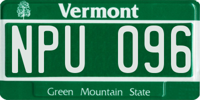 VT license plate NPU096