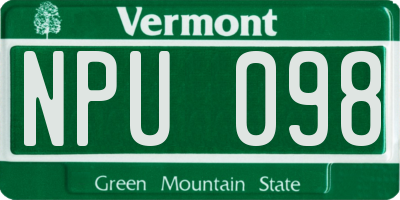 VT license plate NPU098