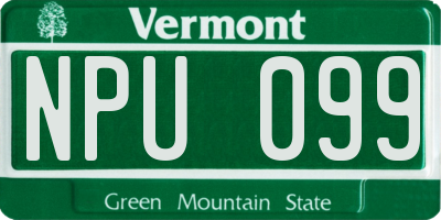 VT license plate NPU099
