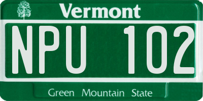 VT license plate NPU102