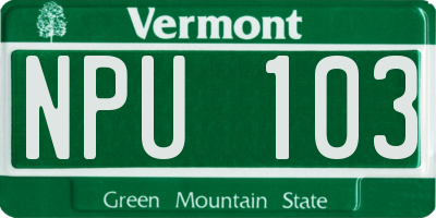 VT license plate NPU103