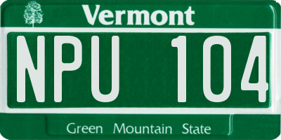 VT license plate NPU104