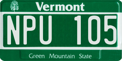 VT license plate NPU105