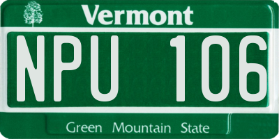 VT license plate NPU106