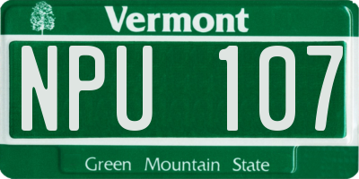 VT license plate NPU107