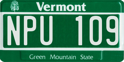 VT license plate NPU109