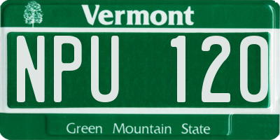 VT license plate NPU120
