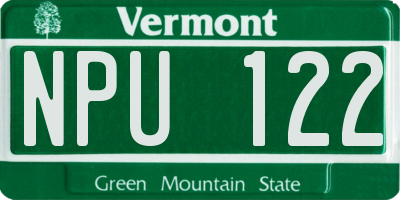 VT license plate NPU122