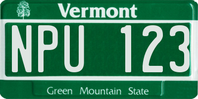 VT license plate NPU123