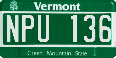 VT license plate NPU136