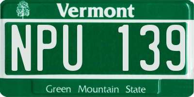 VT license plate NPU139