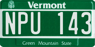 VT license plate NPU143