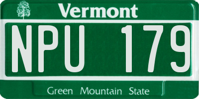 VT license plate NPU179