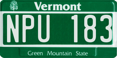 VT license plate NPU183