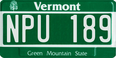 VT license plate NPU189