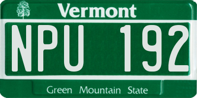 VT license plate NPU192
