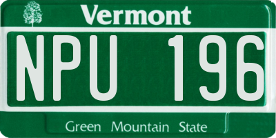 VT license plate NPU196