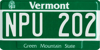 VT license plate NPU202