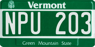 VT license plate NPU203