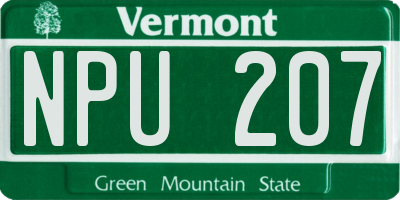 VT license plate NPU207