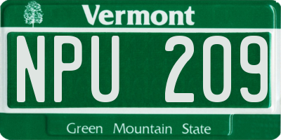 VT license plate NPU209
