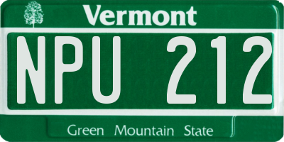 VT license plate NPU212