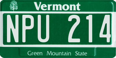 VT license plate NPU214