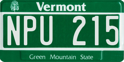 VT license plate NPU215