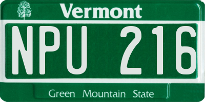 VT license plate NPU216