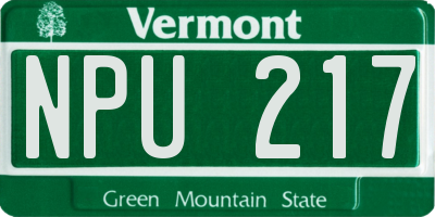 VT license plate NPU217