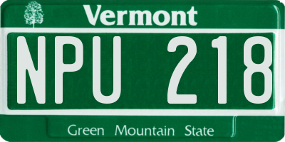 VT license plate NPU218