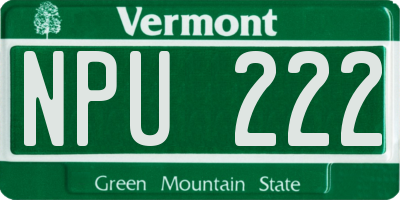 VT license plate NPU222