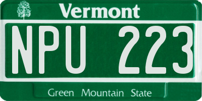 VT license plate NPU223