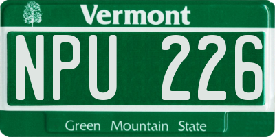 VT license plate NPU226